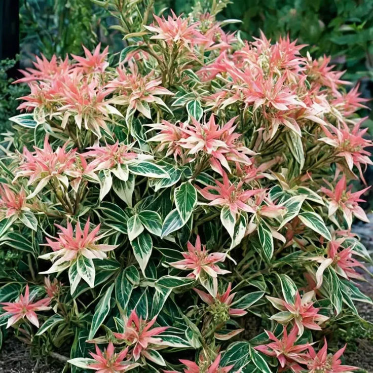 Pieris japonica with vivid red new growth